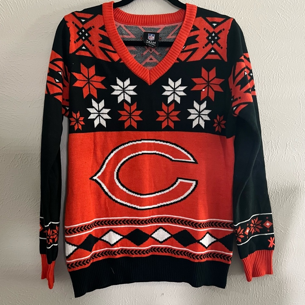 NFL Chicago Bears Black/Orange Ugly Christmas Sweater xL